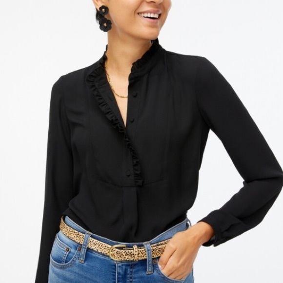 J. Crew Long-Sleeve Top With Ruffles NEW! - Picture 2 of 10